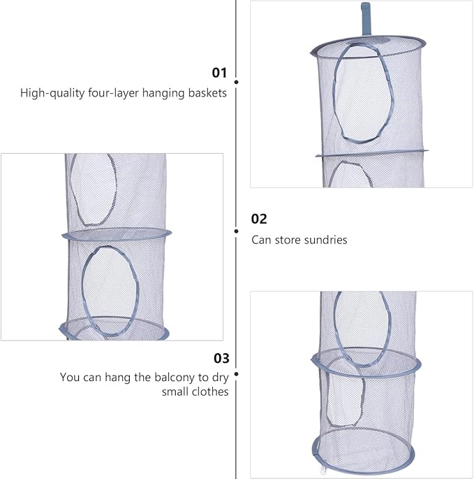Foldable Mesh Laundry Drying Basket for Clothes Toys and Items Breathable Hanging Storage Organizer for Easy Drying and Space Saving