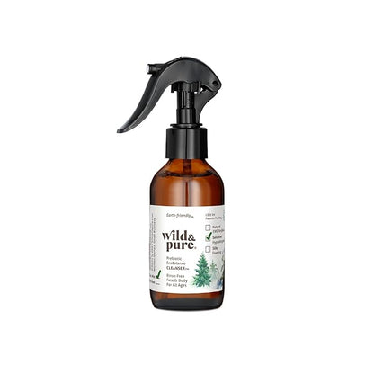 Wild & Pure Sensitive Skin Spray Body Wash (4oz) | Cleanser, Deodorizer, Moisturizer for Face, Hands, Body & Below the Belt | pH-Balanced, Microbiome-Friendly | EcoBalance Refillable Skincare