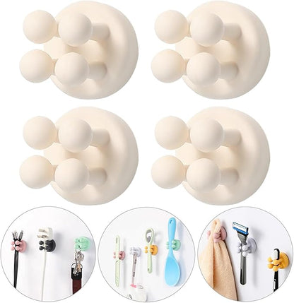 iBetterLife Self-adhesive Silicone Hook Holders - 6Pcs Mounted to Wall for Clipping Hanging Toothbrush Razor Towel Key Plug Cable, Utility Holders for Kitchen Bathroom Home Office Dorm Room Essentials