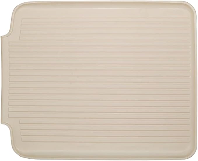 Better Houseware Dish Drainer Mat, Large Almond Dish Drain Board for Kitchen Countertop, Protects Surfaces & Speeds Drying, 19.5 x 15.5 x 1.25, Almond