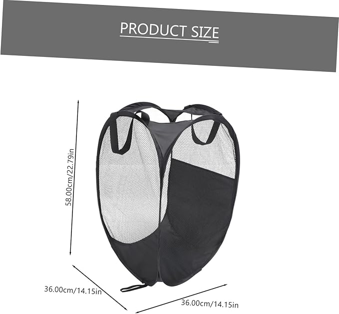 Collapsible Laundry Basket Handles Large Capacity Mesh Hamper for Dirty Clothes Storage Portable Clothes Organizer for Bedroom and Laundry Room