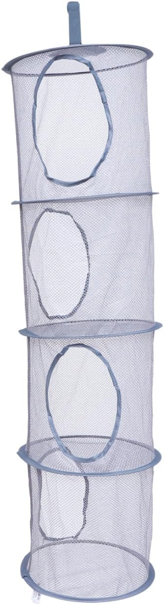 1pc Mesh Hanging Drying Basket Foldable Laundry Organizer for Toys and Clothes Space-Saving Ventilated Storage Gray for Home Use