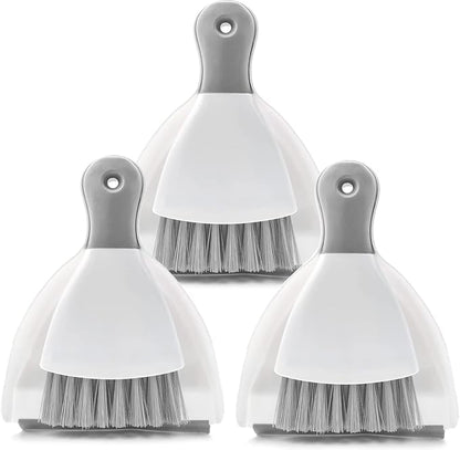 Small Hand Dust Pan and Brush - Small Broom and Dustpan Set, Mini Broom and Dustpan, Compact Dustpans and Brush for Home Cleaning, Sofa, Desk, Guinea Pig Cage, Cat Litter, etc. (Gray 3 Set)
