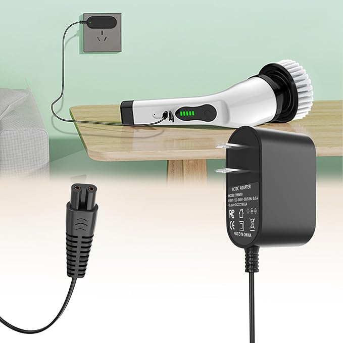 Sigely 9V Charger for Voweek Electric Spin Scrubber Power Cord Compatible with Voweek VWS211 SP02 for LABIGO Cordless Cleaning Brush LA1 Pro Model KS-2619 Replacement 2 Prong Adapter Supply Cord Cable