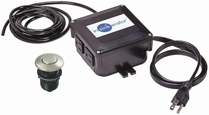 InSinkErator Garbage Disposal Air Switch Kit, Dual Outlet Sink Top Switch Button for All InSinkErator Food Waste Disposer Models, Satin Nickel STS-OOSN