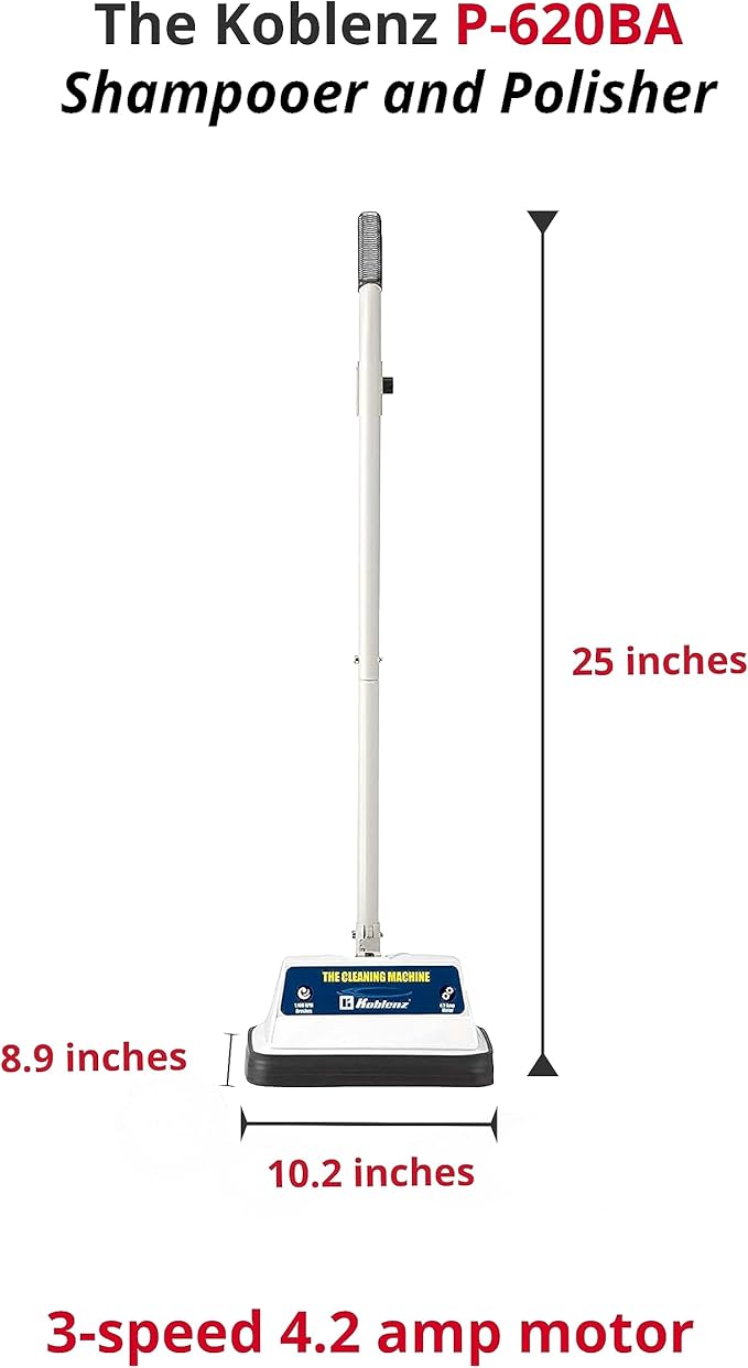 Koblenz Shampooer and Polisher, Floor Shampooer and Polisher, Hard Floor Cleaner, Heavy-duty Carpet Cleaning Machine with Scrubbing Brushes and Polishing Pads, 3 Speeds, Blue/Gray (P-620BA)
