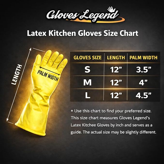 Yellow Household Kitchen Cleaning Dishwashing Reusable Gloves - Medium & Small