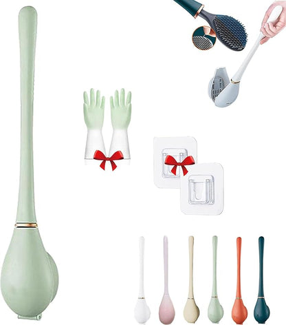 Modern Flexible Silicone Toilet Caspa for Home, Modern Home Flexible Silicone Toilet Brush, Deep Cleaning Silicone Toilet Brush and Holder Set with Dispenser, No-Slip Handle & Flexible Bristles (1-D)