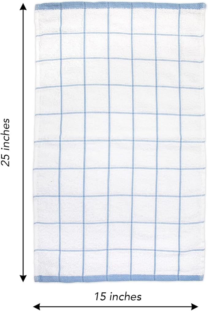 Arkwright Kitchen Tea Towels - (Pack of 12) Soft, 100% Cotton Terry Dishcloths, Highly Absorbent & Quick Dry, Hand Washcloths for Washing, Drying, and Cleaning, 15 x 25 in, Blue