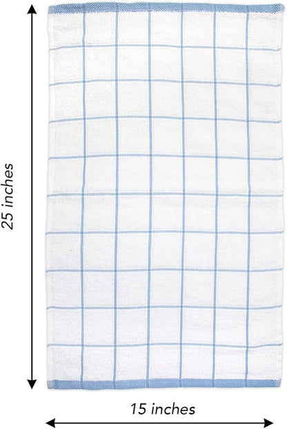 Arkwright Kitchen Tea Towels - (Pack of 12) Soft, 100% Cotton Terry Dishcloths, Highly Absorbent & Quick Dry, Hand Washcloths for Washing, Drying, and Cleaning, 15 x 25 in, Blue