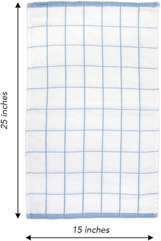 Arkwright Kitchen Tea Towels - (Pack of 12) Soft, 100% Cotton Terry Dishcloths, Highly Absorbent & Quick Dry, Hand Washcloths for Washing, Drying, and Cleaning, 15 x 25 in, Blue