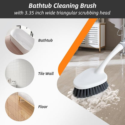 3 Pack Heavy-Duty Scrub Brush Set, Grout Brush, Shower Squeegee, Shower Cleaner Brush with Non-Slip Grip, Stiff Bristles Scrub Brushes for Cleaning Bathroom, Shower, Tile, Grout, Tub, Floor, Sink
