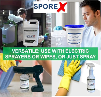 Disinfectant (1 gallon) Eliminate 99.9999% C Difficile Spores, Viruses, Bacteria, Mold and Fungi. One Step Disinfectant. No Toxic Residue. Works with Electric Sprayers