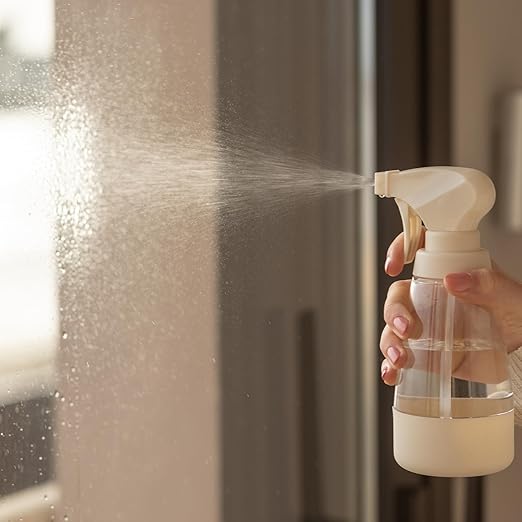 Full Circle Cleaning Solution 10 Oz Glass Spray Bottle with Recycled Plastic Nozzle, Integrated Labels, Ergonomic Anti-Slip Grip, Refillable & Customizable, 1 Count