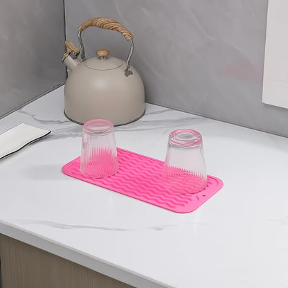 MicoYang Silicone Dish Drying Mat for Multiple Usage,Easy clean,Eco-friendly,Heat-resistant Silicone Mat for Kitchen Counter or Sink,Refrigerator or Drawer Liner Rose S 12 inches x 6 inches