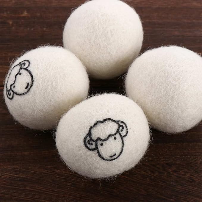 Generic Reusable Wool Dryer Balls Fabric Softener Ball Wool Laundry Ball Reducing Clothing Wrinkles,Saving Drying Time and Fabric Fluffier(6 pcs-no Pattern), AM17CD0AED3US*3