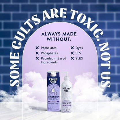 Bundle of Cleancult Dish Soap Liquid Refills (32oz, 1 Pack) Wild Lavender + Cleancult -Wild Lavender - Liquid Dish Soap - Refillable Aluminum Bottle - 16 oz