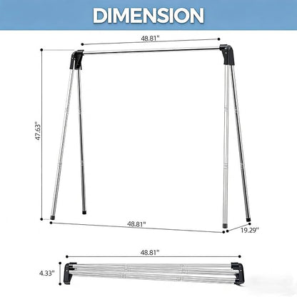 APEXCHASER 55 Inch Clothes Drying Rack Foldable, Stainless Steel Laundry Drying Rack Collapsible, Clothes Hanger for Sweater Baby Clothes Towel for Indoor & Outdoor, Portable Clothes Airer for Travel