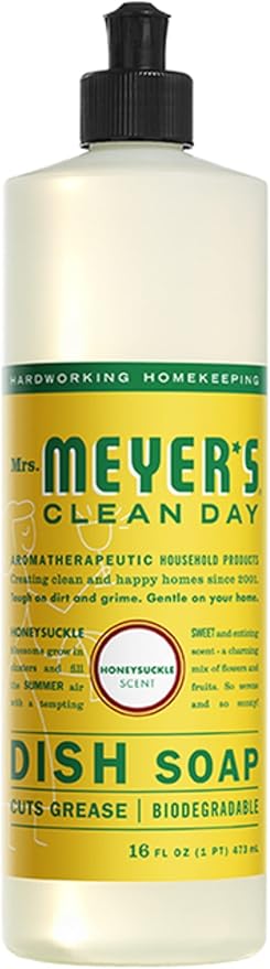 Mrs. MEYER'S Liquid Dish Soap 6 Scent Bundle, 1 Lemon Verbena, 1 Lavender, 1 Basil, 1 Honeysuckle, 1 Peony, 1 Rosemary, 16 FL OZ Each (Variety Pack)