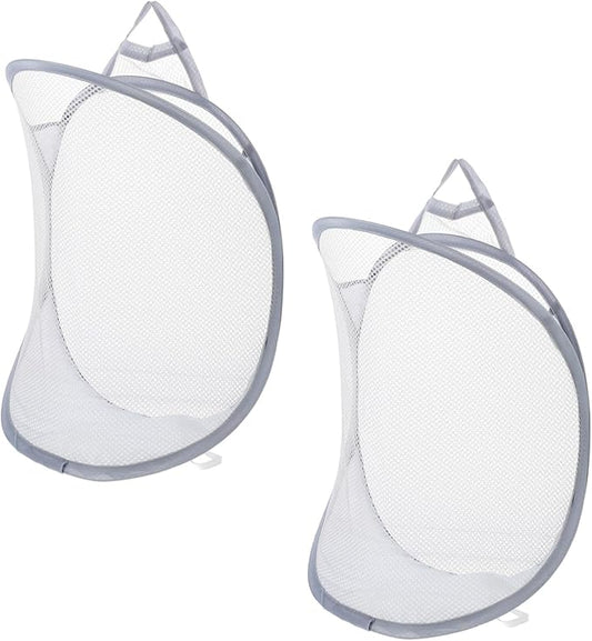 Cabilock 2pcs Wall-mounted Folding Laundry Storage Baskets Breathable Organizer for Clothes and Sundries Space-saving Design for Home Bathroom Bedroom Dorm Use