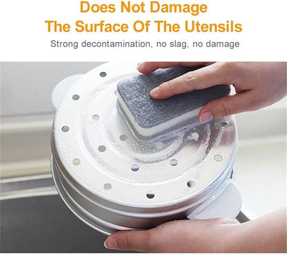 20pcs Sponge Scouring Pads Dish Washing Scrub Sponge Cleaning Scrubber Brush for Kitchen Garage Bathroom House Toilet Bowl Brush and (Grey, One Size), Gray