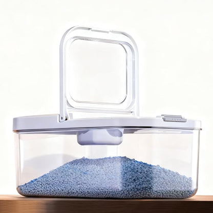 LivLab Mker Laundry Detergent Dispenser with One-Press Lid,Clear PET Powder container with Measuring spoon, Pods container 6L/13Lbs/200oz(290 Pods)