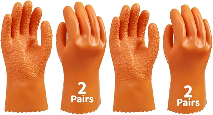 2 Pairs Enhanced Grip Household Cleaning Gloves for Kitchen Dishwashing, Non-Slip Cleaning Gloves