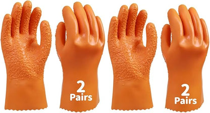 2 Pairs Enhanced Grip Household Cleaning Gloves for Kitchen Dishwashing, Non-Slip Cleaning Gloves