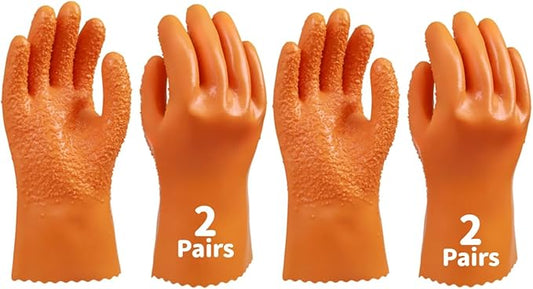 2 Pairs Enhanced Grip Household Cleaning Gloves for Kitchen Dishwashing, Non-Slip Cleaning Gloves