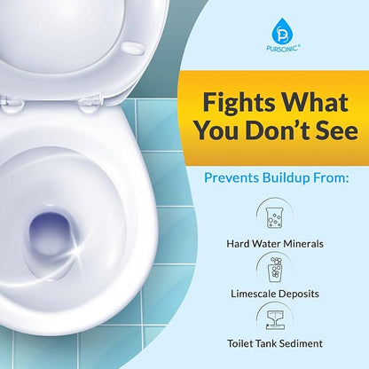 Pursonic Automatic Toilet Bowl Cleaner 48 Tablets 4 Year Supply - Blue Gel Toilet Tank Cleaners, Long-Lasting - Septic-Safe Hard Water Ring Stain Remover, Smell Eliminator Deodorizer, Fresh Scent