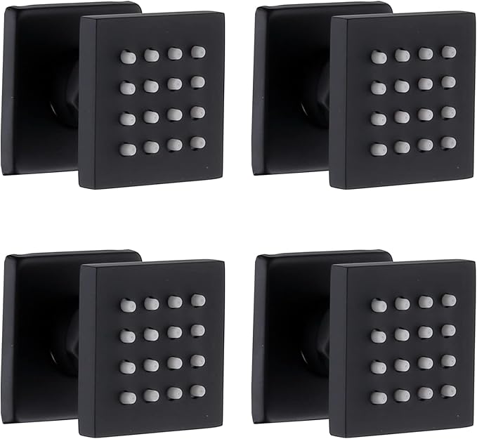 HOMEDEC 2inch Brass Shower Jet Waist Body Spray Massage Showerhead Can Swivel (Matte Black, 4 pack)