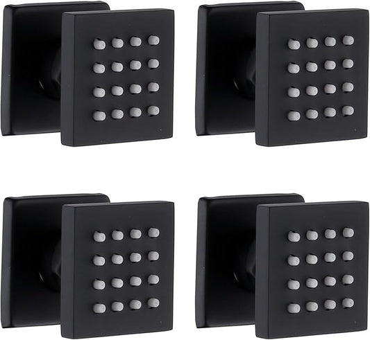 HOMEDEC 2inch Brass Shower Jet Waist Body Spray Massage Showerhead Can Swivel (Matte Black, 4 pack)