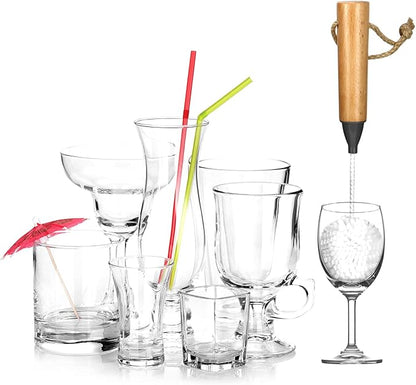 QWORK Whiskey Tasting Glass Brush - 3-Pack Natural Beech Wood Grips Foam Brush Cleaning Brushes