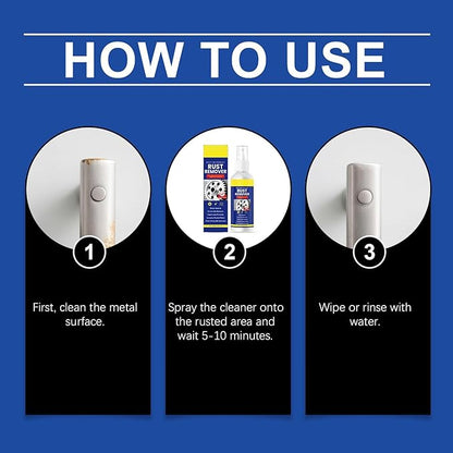 Rust Remover Spray, 100ml Liquid Cleanser, Rust Cleaner for Metal, Stain, Paint, Toilet, Shower, Sink, Bathtub, Tile, Bathroom, Automotive, Car, Wheel, Brake, Hub, Steel, Iron, Aluminum, Chrome