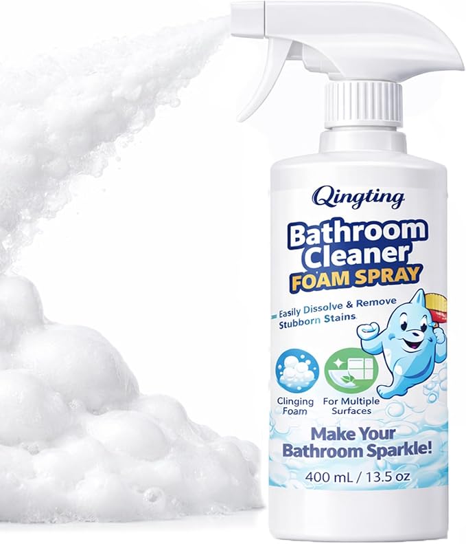 Bathroom Cleaner Foam Spray, Citric Acid Formula for Hard Water Stains & Toilet, Bathroom Surface Cleaner for Tile, Glass & Porcelain, 400 mL / 13.5 Fl Oz (1)