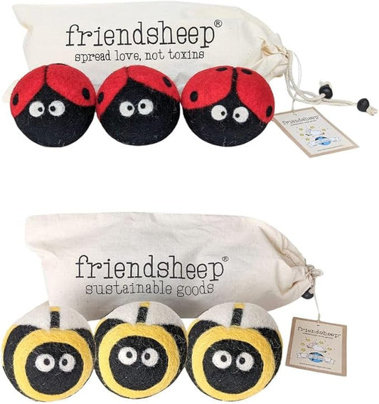 Wool Dryer Ball Bundle Honey Bee + Ladybug by Friendsheep