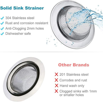 Kitchen Sink Drain Strainer 6 Pack Stainless Steel Sink Stopper, Anti-Clogging Kitchen Sink Drain Basket for Kitchen Sink Strainer Replacement Set