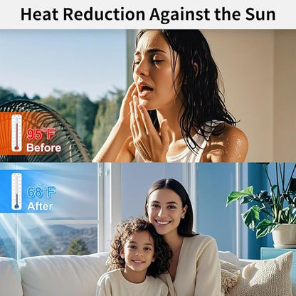 Window Privacy Film One Way, Reflective Mirror Window Film Daytime Privacy, UV Sun Blocking Heat Control Static Cling, Window Tint for Home Office - 17.5 Inch X 16.4 Feet