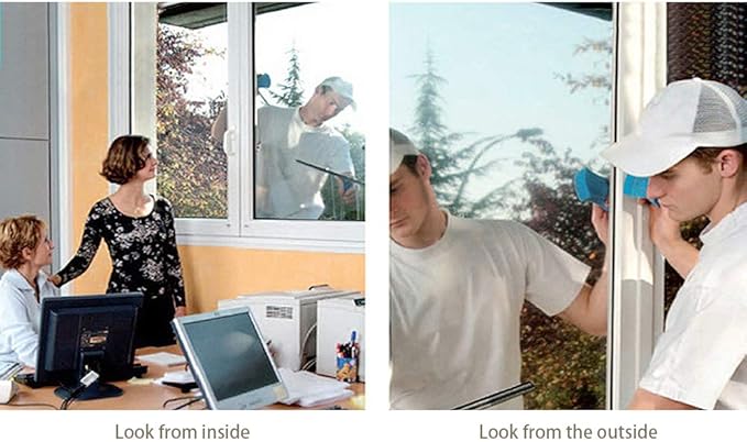Window Privacy Film One Way Daytime Mirror Tint Treatments UV Heat Control Vinyl Stickers Sun Block Glass Paper Door Covering Reflective (Black Silver, 35.4 Inch x 26.2 Feet)