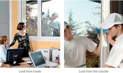 Window Privacy Film One Way Daytime Mirror Tint Treatments UV Heat Control Vinyl Stickers Sun Block Glass Paper Door Covering Reflective (Black Silver, 35.4 Inch x 26.2 Feet)
