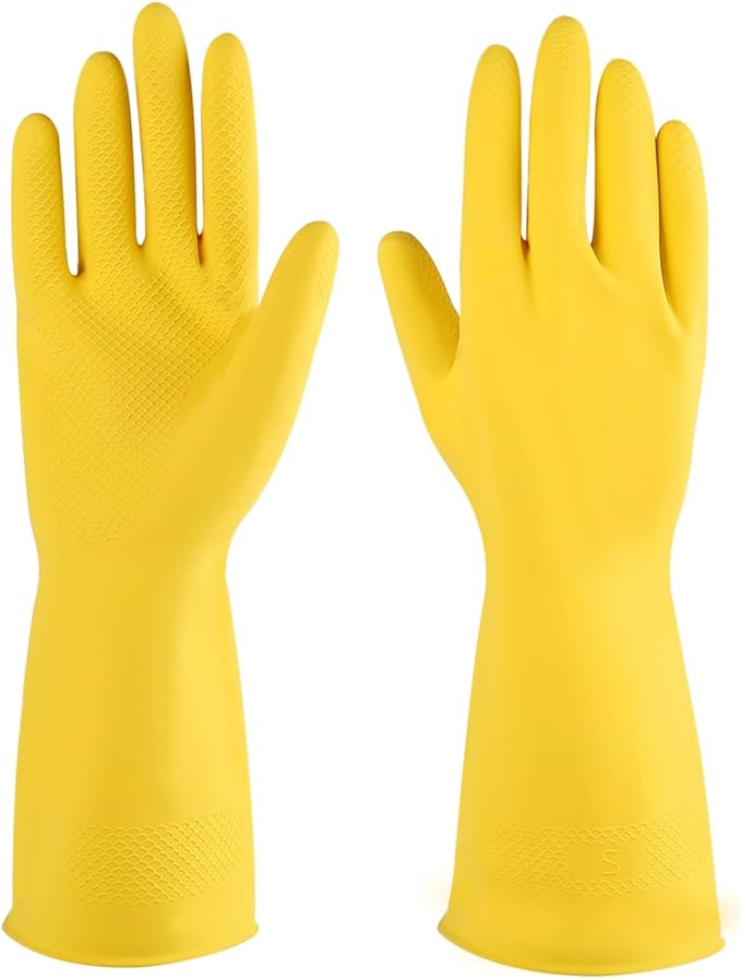 Rubber cleaning gloves 3 or 6 Pairs for Household,Reuseable dishwashing gloves for Kitchen.