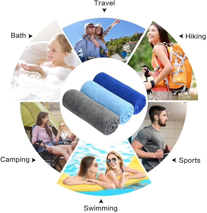 SINLAND Microfiber Gym Towels Super Absorbent Compact Travel Workout Towel Quick Dry Camping Sweat Towel for Sports Beach Swimming Backpacking Hiking and Yoga Men Women 16 Inch X 32 Inch