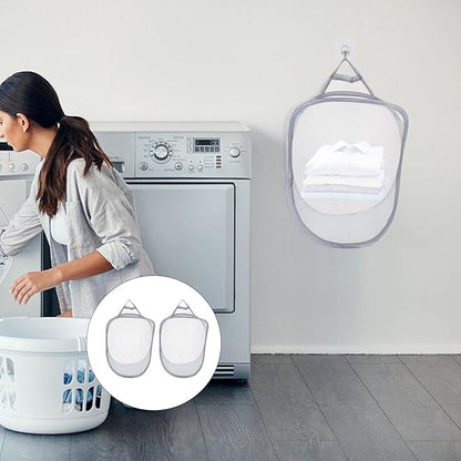 ULTECHNOVO 2pcs Laundry Basket Organizer Hanging Baskets for Kitchen Folding Storage Wall Storage Hanging