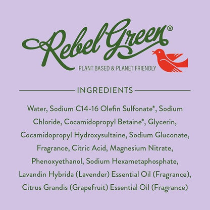 Rebel Green Super Deluxe Dish Soap - Natural Kitchen Dish Detergent - Gentle Dish Liquid Scented with Lavender & Grapefruit - (1 Gallon Refill Bottle)