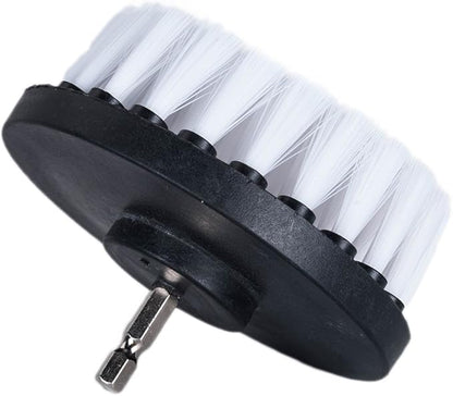 HIFROM Drill Brush - 4 inch White Scrub Brush Drill Attachment Soft Bristle Quick Change Shaft Scrub Cleaning Brush for Carpet Upholstery Leather Glass (Pack of 2)