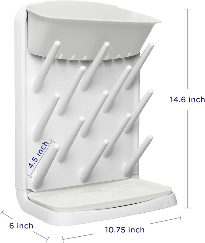 Ubbi Vertical Baby Bottle Drying Rack, Space Saving Countertop Drying Rack Baby Organizer, Oat