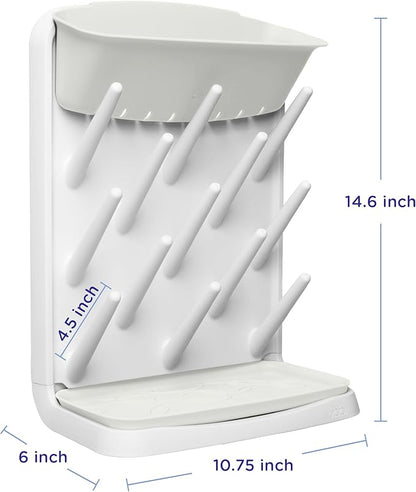 Ubbi Vertical Baby Bottle Drying Rack, Space Saving Countertop Drying Rack Baby Organizer, Oat