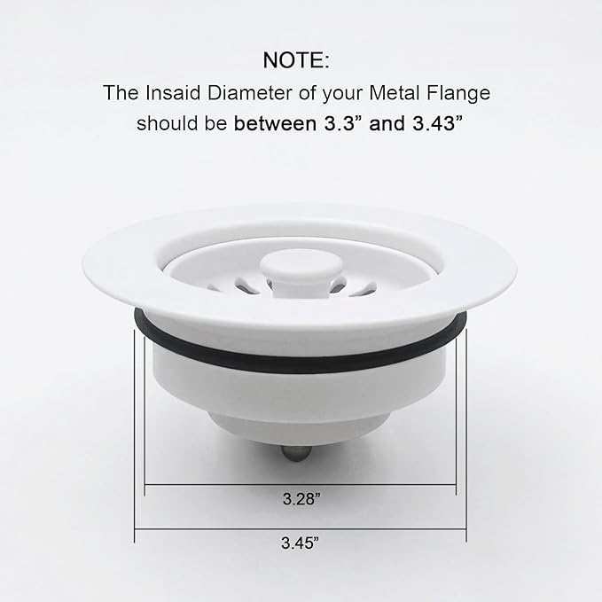 GZILA Garbage Disposal Drain Strainer and Stopper with Decorative Disposal Flange in White, Fit 3.5 Inch Standard Drain Hole