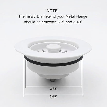 GZILA Garbage Disposal Drain Strainer and Stopper with Decorative Disposal Flange in White, Fit 3.5 Inch Standard Drain Hole