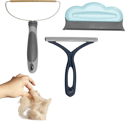 Pet Hair Remover Kit Set 3 Pack Portable Dog&Cat Hair Remover, Reusable Clothes Hair Remover for Sofas, Rugs, Pet Towers, Car Mats, Car Seats